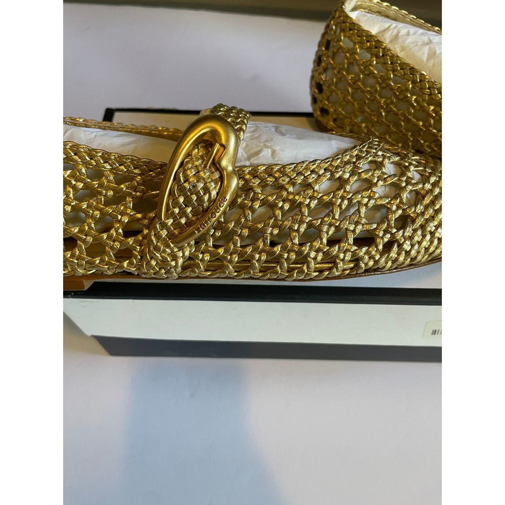 Larroude Women's Metallic Verona Macrame Ballet Flats 11 Luxury NEW - Picture 3 of 7